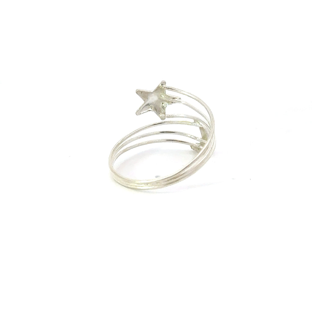 MOON AND STAR STERLING SILVER RING