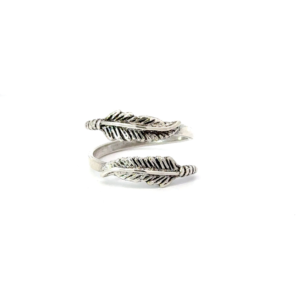 Sterling silver double feather ring