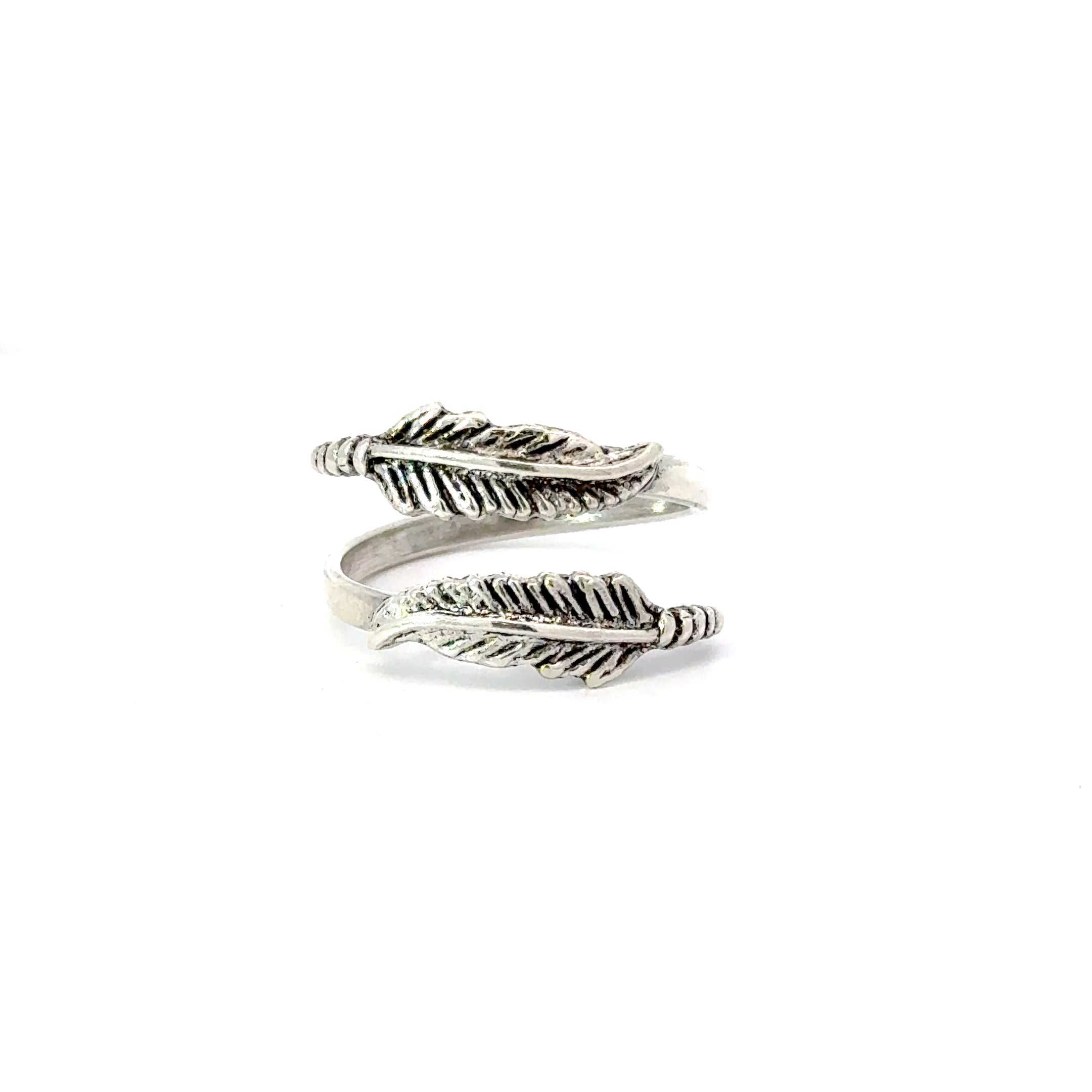 Sterling silver double feather ring