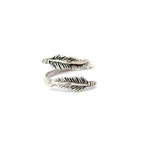 DOUBLE FEATHER STERLING SILVER RING