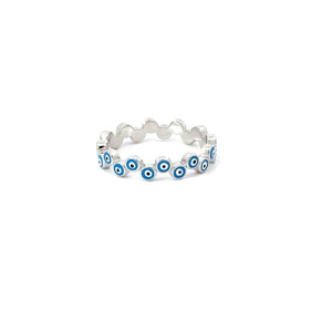 LIGHT BLUE EVIL EYE RING