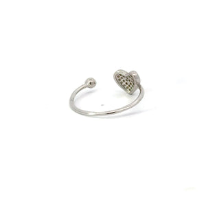 WHITE CUBIC ZIRCONIA STERLING SILVER RING (HEART)