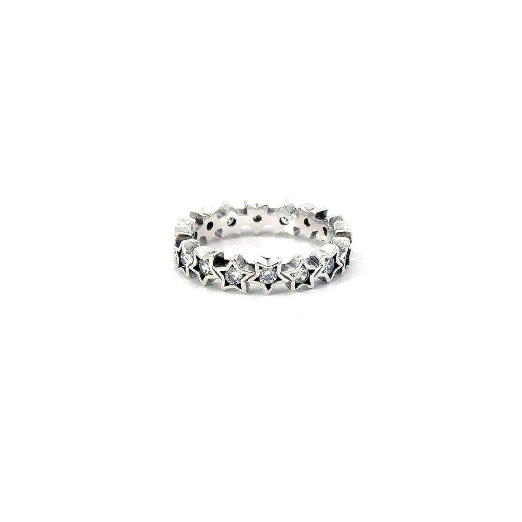 WHITE CUBIC ZIRCONIA STERLING SILVER RING (STAR)