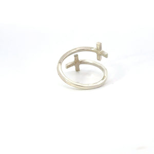 DOUBLE CROSS STERLING SILVER RING