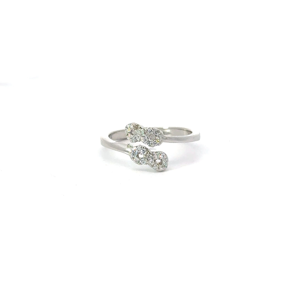 WHITE CUBIC ZIRCONIA STERLING SILVER RING (INFINITY)