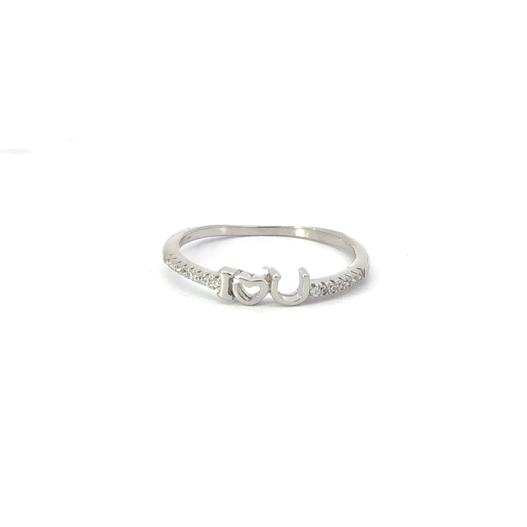 (I LOVE U) WHITE CUBIC ZIRCONIA STERLING SILVER RING