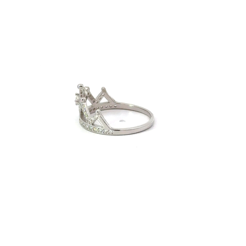 WHITE CUBIC ZIRCONIA STERLING SILVER RING (CROWN)