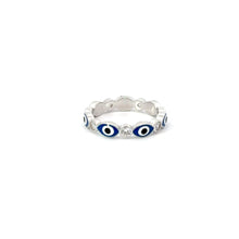 Load image into Gallery viewer, DARK BLUE CUBIC ZIRCONIA EVIL EYE RING