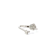 Load image into Gallery viewer, CUBIC ZIRCONIA STERLING SILVER RING (FLOWER AND BUTTERFLY)