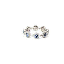 Load image into Gallery viewer, CUBIC ZIRCONIA BLUE EVIL EYE RING