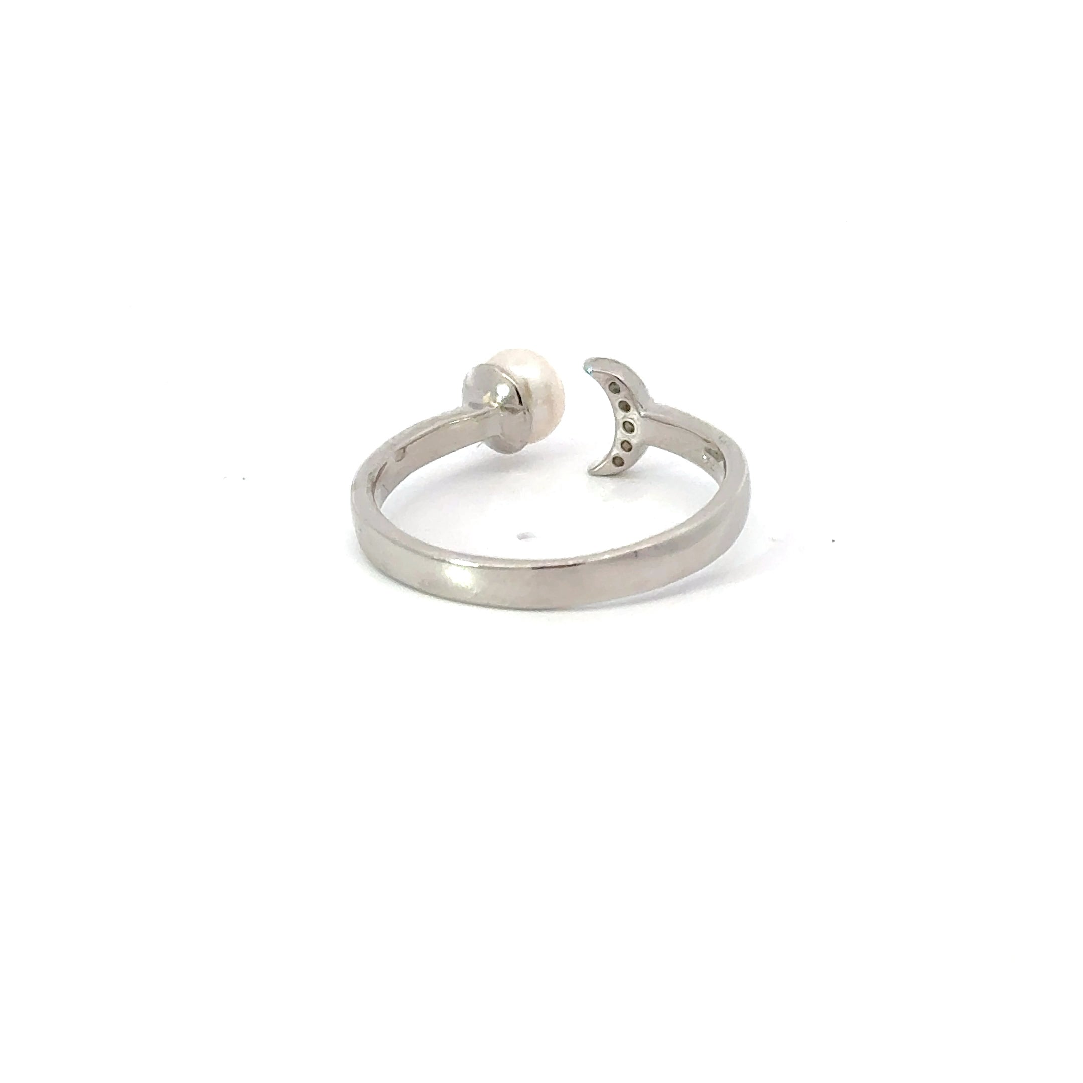 PEARL WITH MOON STERLING SILVER RING