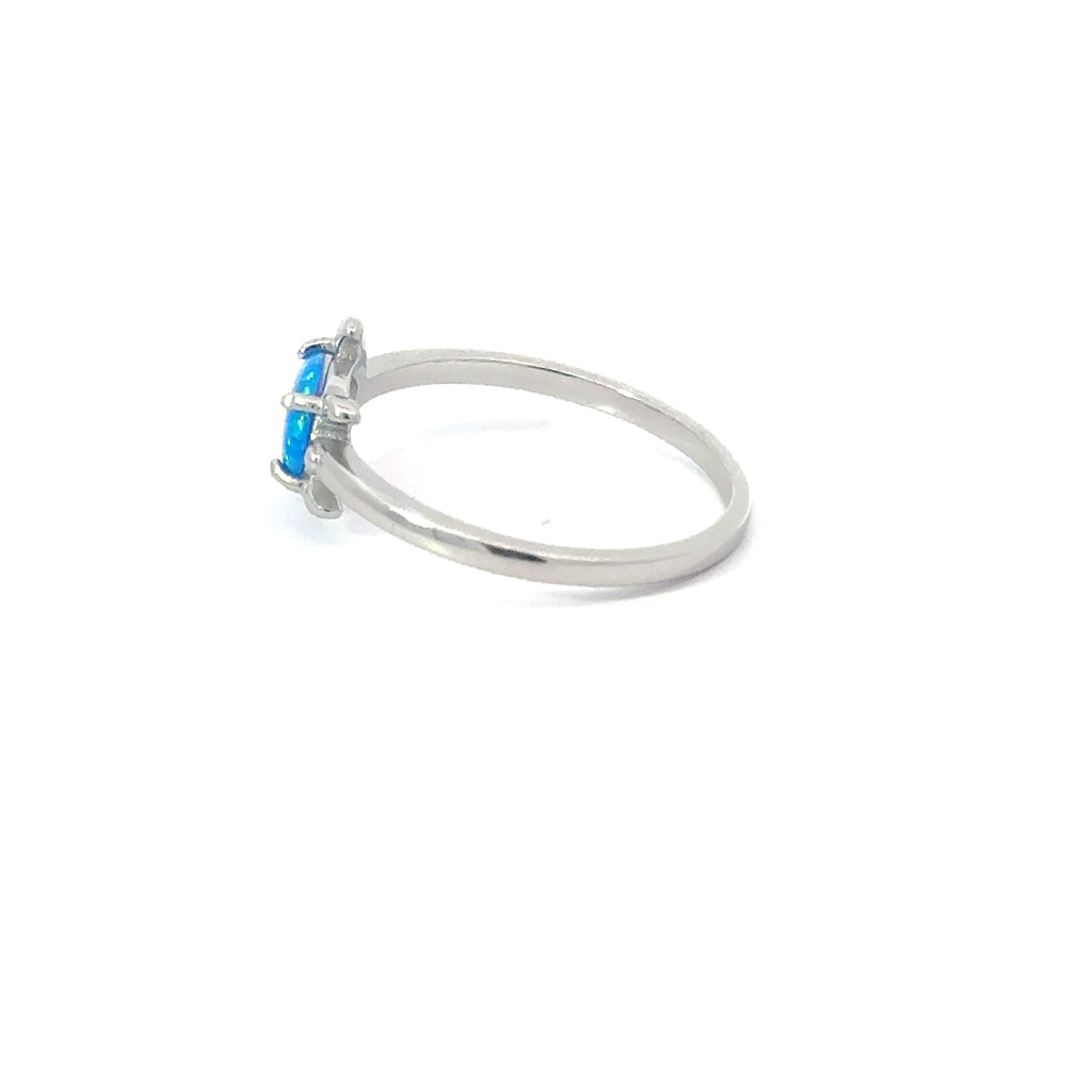 Blue turtle lab opal sterling silver ring
