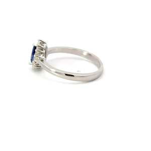 TANZANITE CUBIC ZIRCONIA STERLING SILVER RING (TEARDROP)