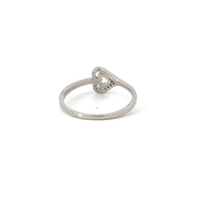 WHITE CUBIC ZIRCONIA STERLING SILVER RING (HEARTS)