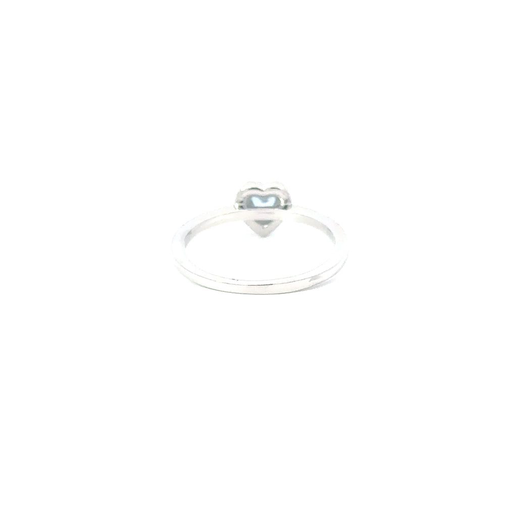 AQUAMARINE CUBIC ZIRCONIA STERLING SILVER RING (HEART)