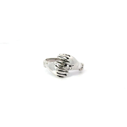 HUGGING HANDS STERLING SILVER RING