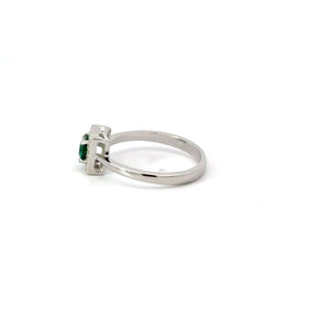 EMERALD GREEN CUBIC ZIRCONIA STERLING SILVER RING (PRINCESS)