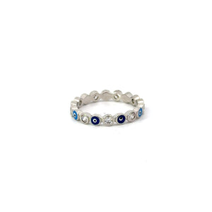 LIGHT BLUE & DARK BLUE EVIL EYE RING