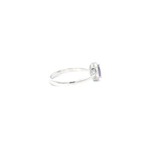 AMETHYST CUBIC ZIRCONIA STERLING SILVER RING (TEARDROP)