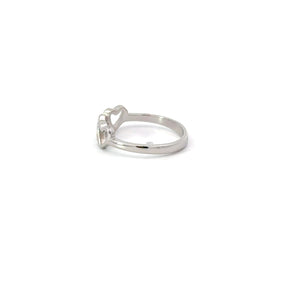 WHITE CUBIC ZIRCONIA STERLING SILVER RING (HEARTS)