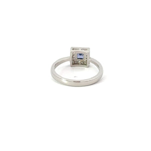 TANZANITE CUBIC ZIRCONIA STERLING SILVER RING (PRINCESS)