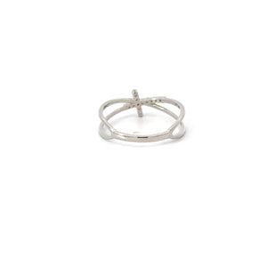 WHITE CUBIC ZIRCONIA STERLING SILVER RING (CROSS)