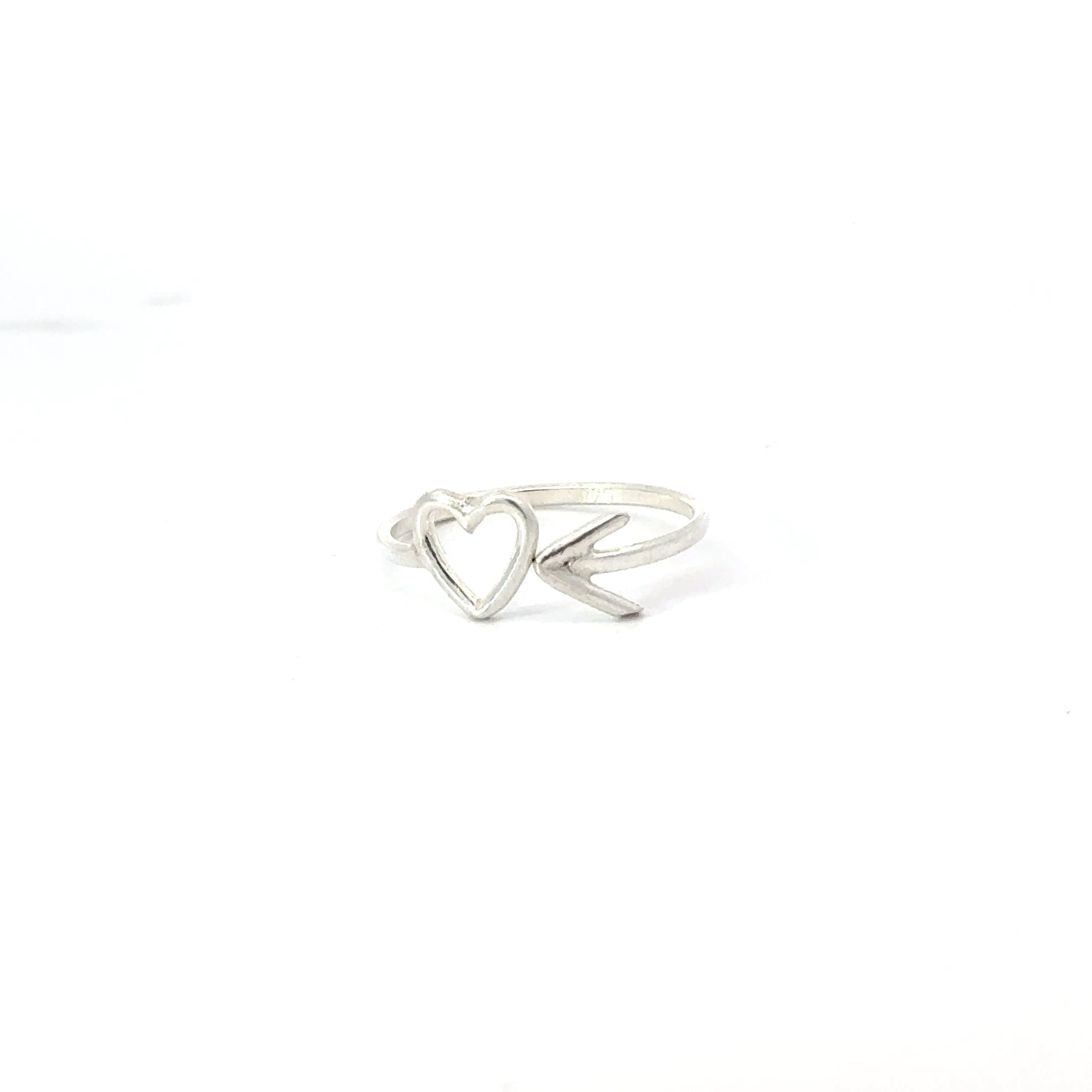 Heart and arrow sterling silver ring