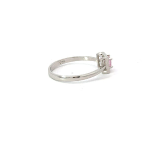 PINK SAPPHIRE CUBIC ZIRCONIA STERLING SILVER RING (PRINCESS)