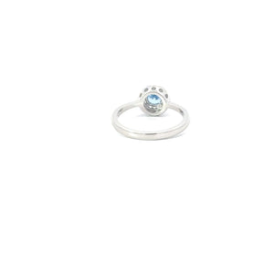 AQUAMARINE CUBIC ZIRCONIA STERLING SILVER RING (ROUND)