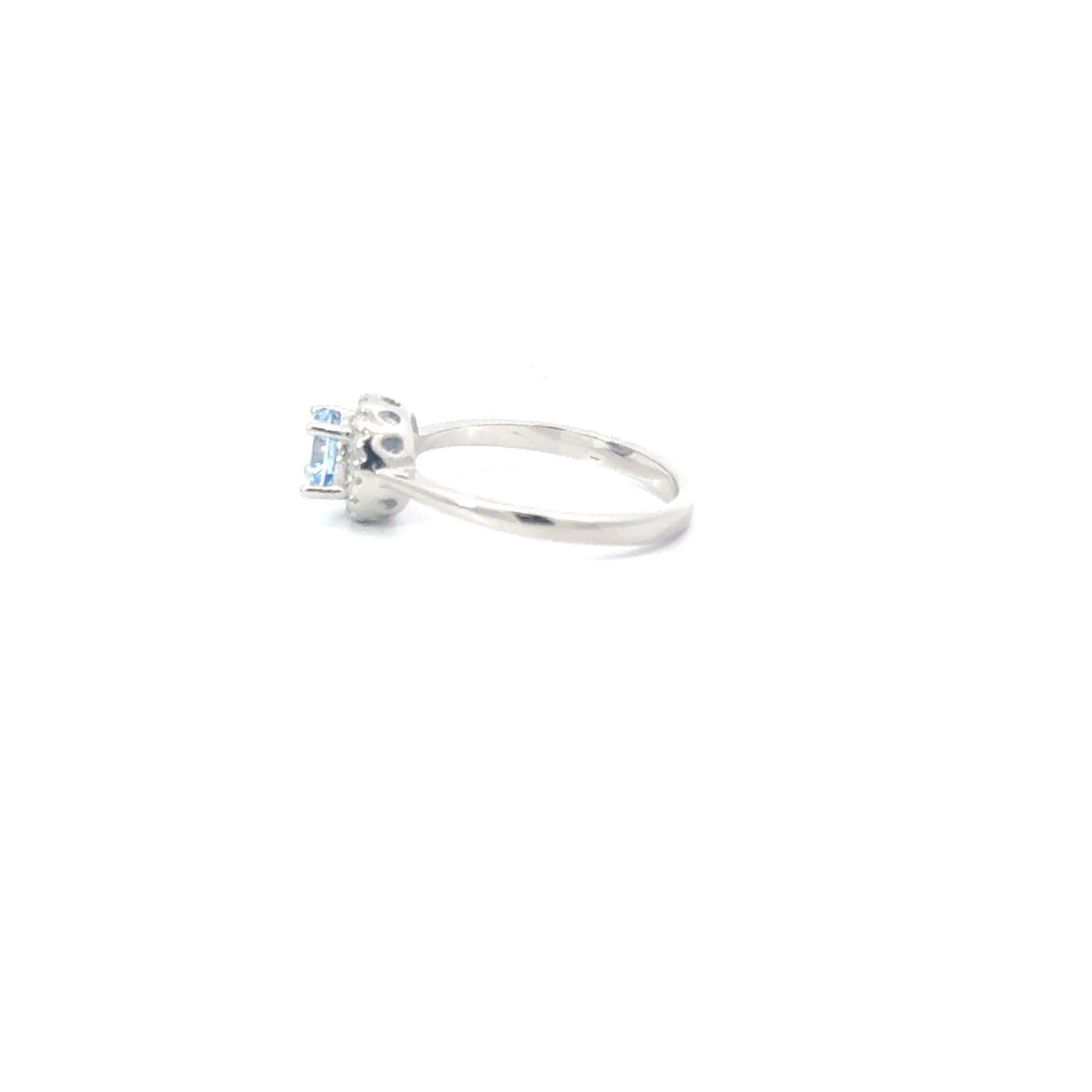 AQUAMARINE CUBIC ZIRCONIA STERLING SILVER RING (ROUND)