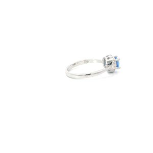 AQUAMARINE CUBIC ZIRCONIA STERLING SILVER RING (ROUND)