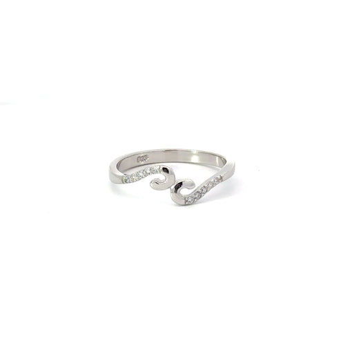 WHITE CUBIC ZIRCONIA STERLING SILVER RING (WAVE)