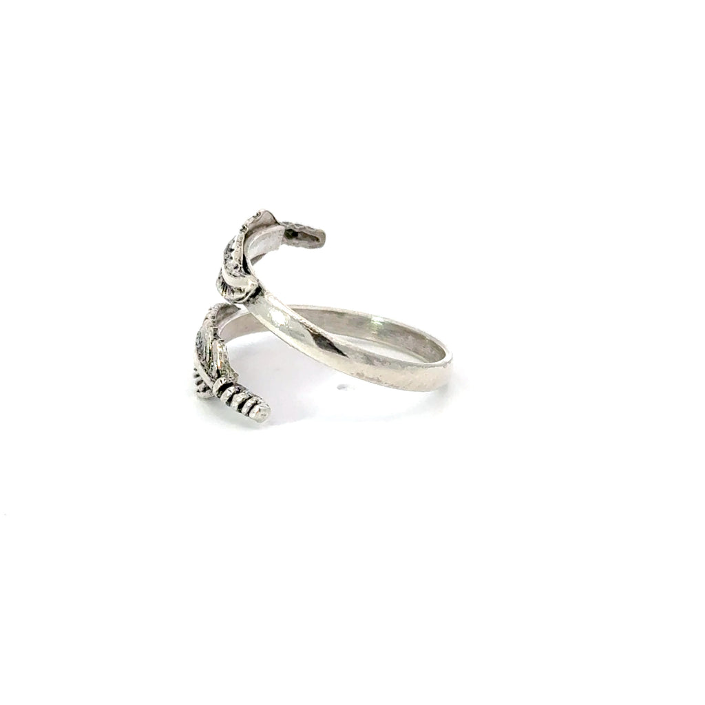 Sterling silver double feather ring