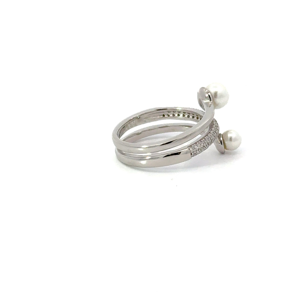 PEARLS WITH CIRCLET STERLING SILVER RING