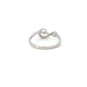 WHITE CUBIC ZIRCONIA STERLING SILVER RING (MUSICAL NOTE)