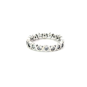 CUBIC ZIRCONIA STERLING SILVER RING (INFINITY BAND WITH HEART)