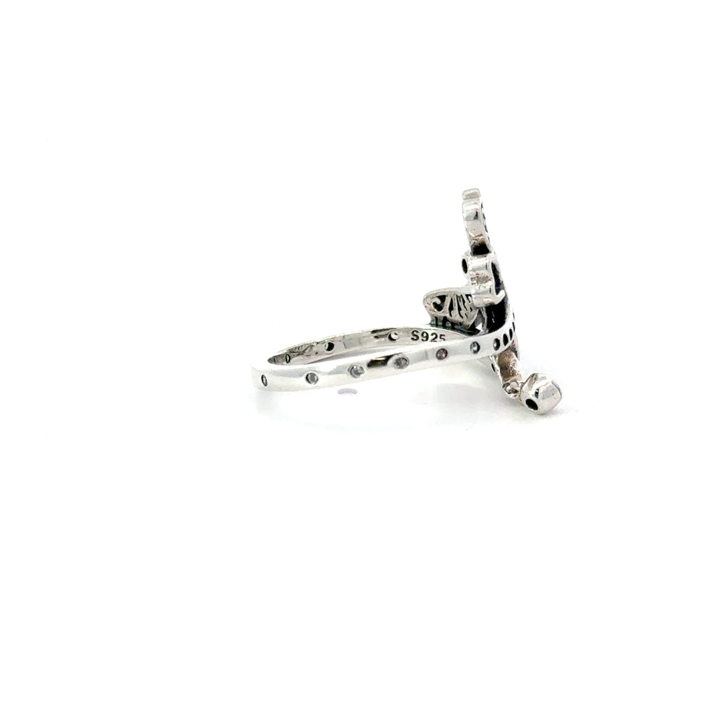 WHITE CUBIC ZIRCONIA STERLING SILVER RING (DRAGONFLY)