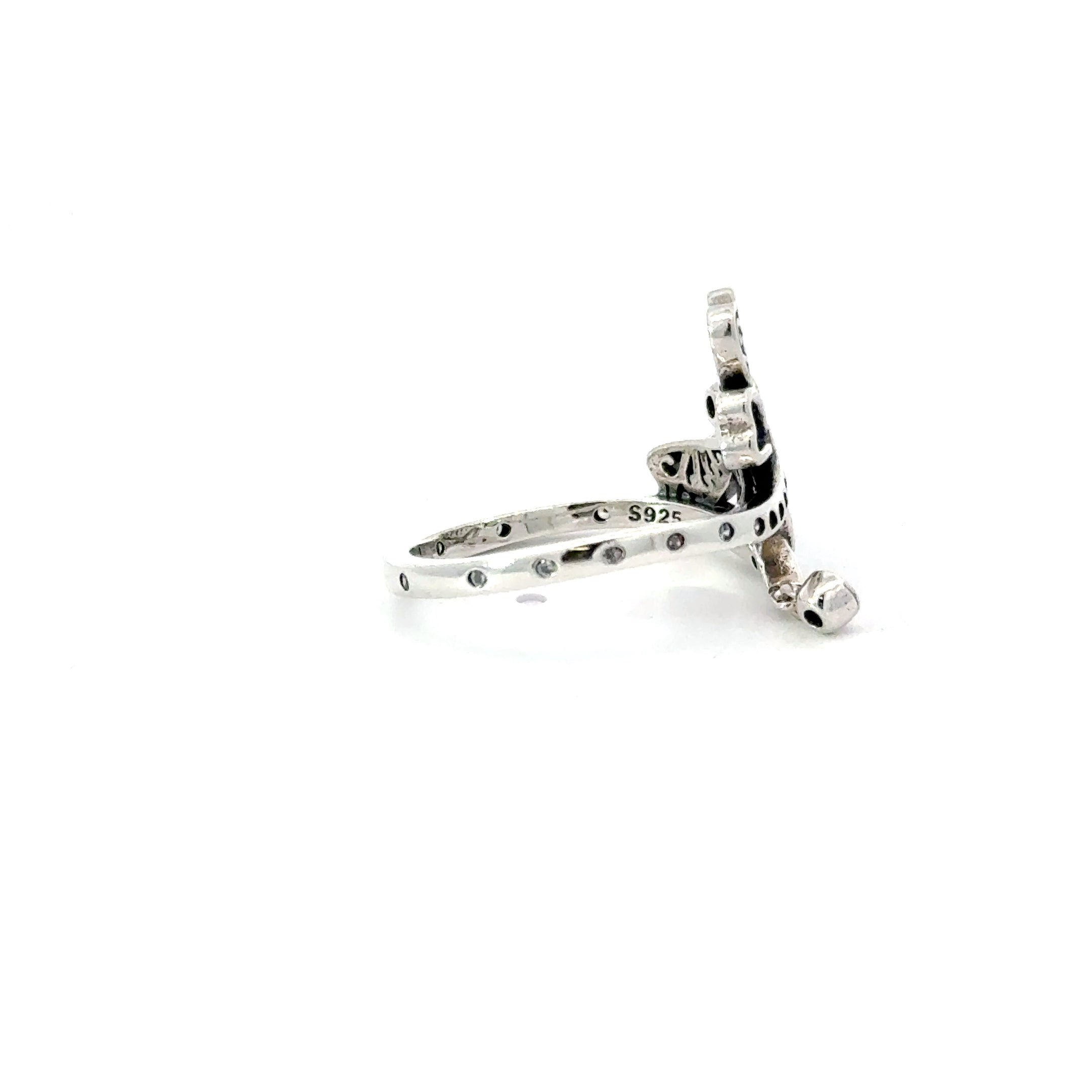 WHITE CUBIC ZIRCONIA STERLING SILVER RING (DRAGONFLY)