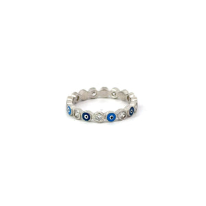 LIGHT BLUE & DARK BLUE EVIL EYE RING