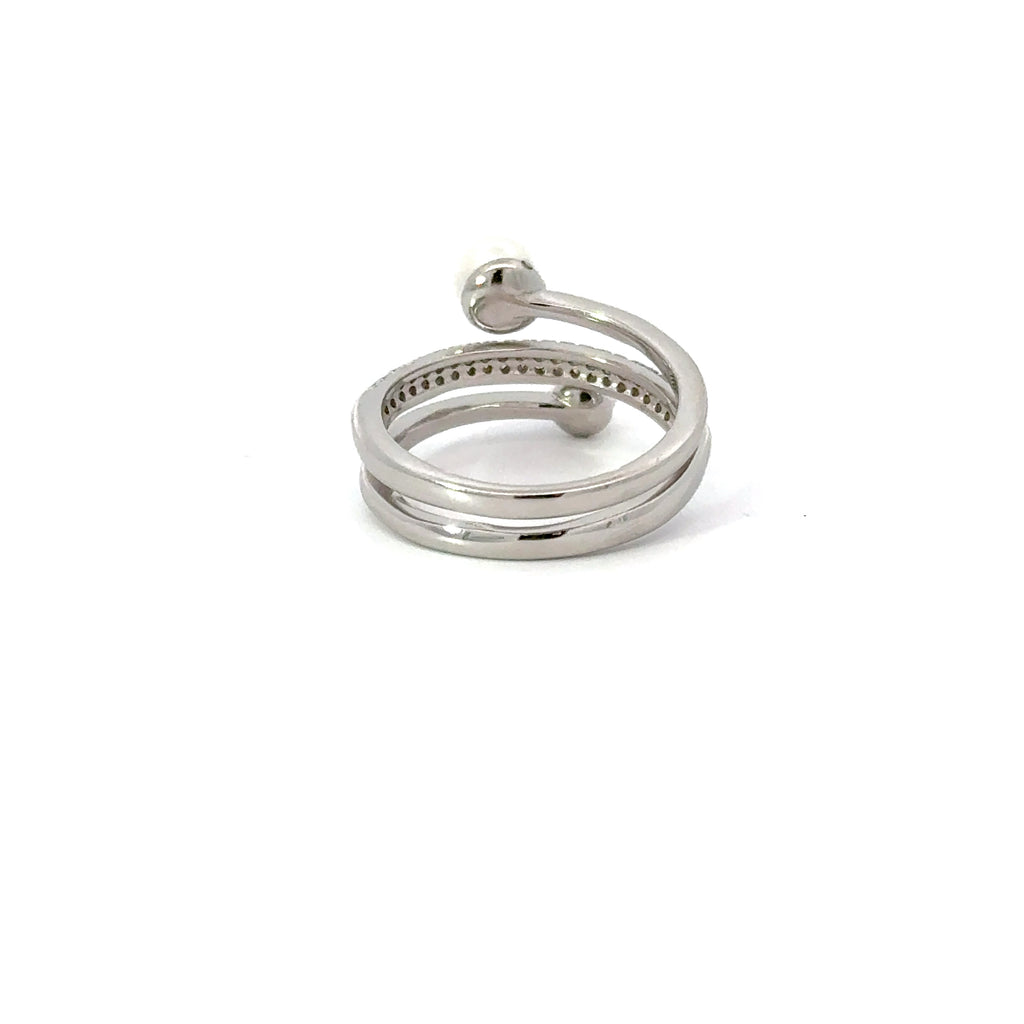 PEARLS WITH CIRCLET STERLING SILVER RING