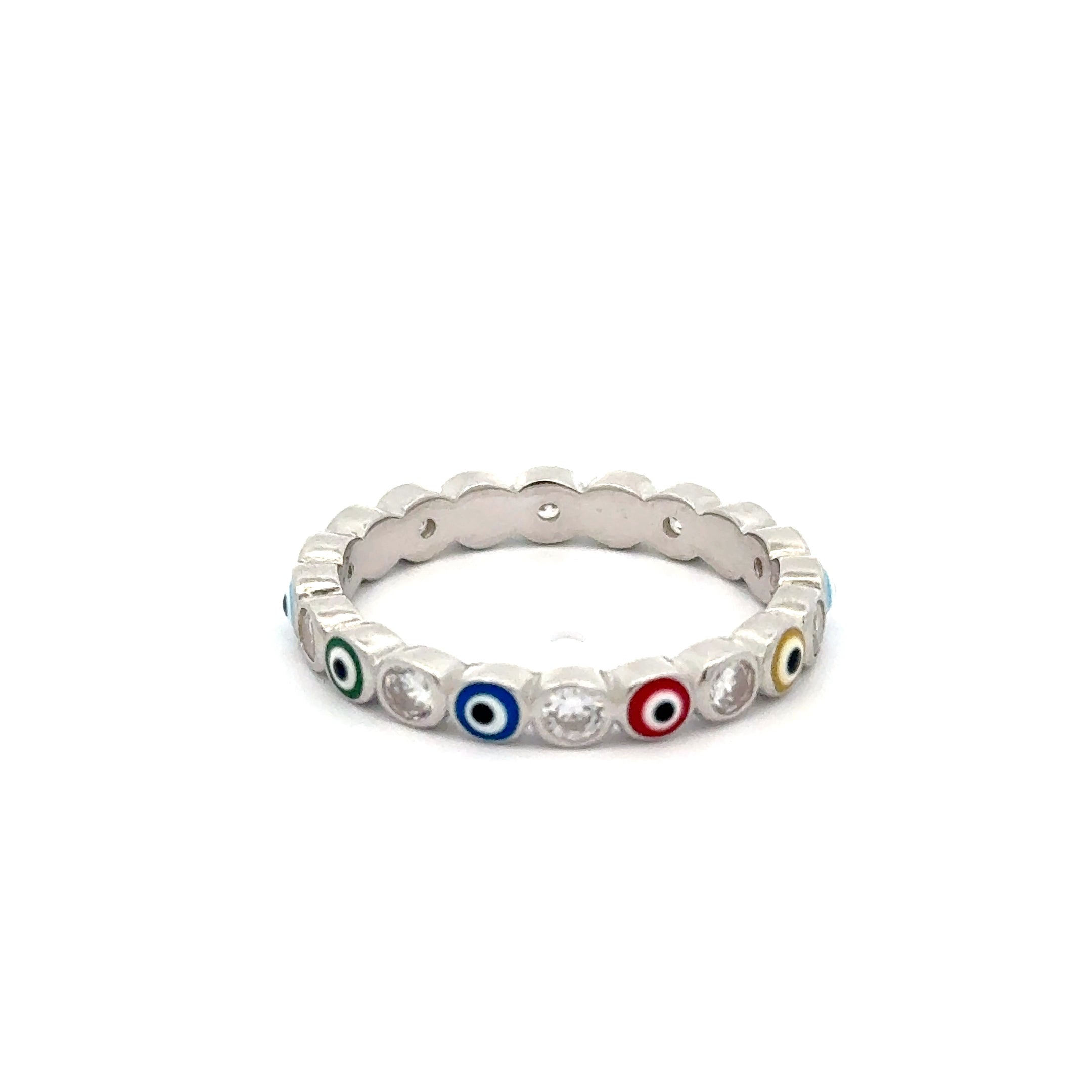 MULTICOLORED EVIL EYE RING