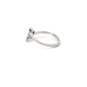 WHITE CUBIC ZIRCONIA STERLING SILVER RING (MUSICAL NOTES)