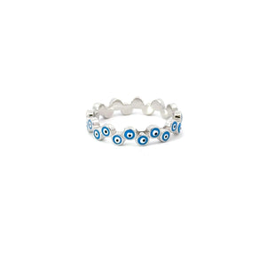 LIGHT BLUE EVIL EYE RING