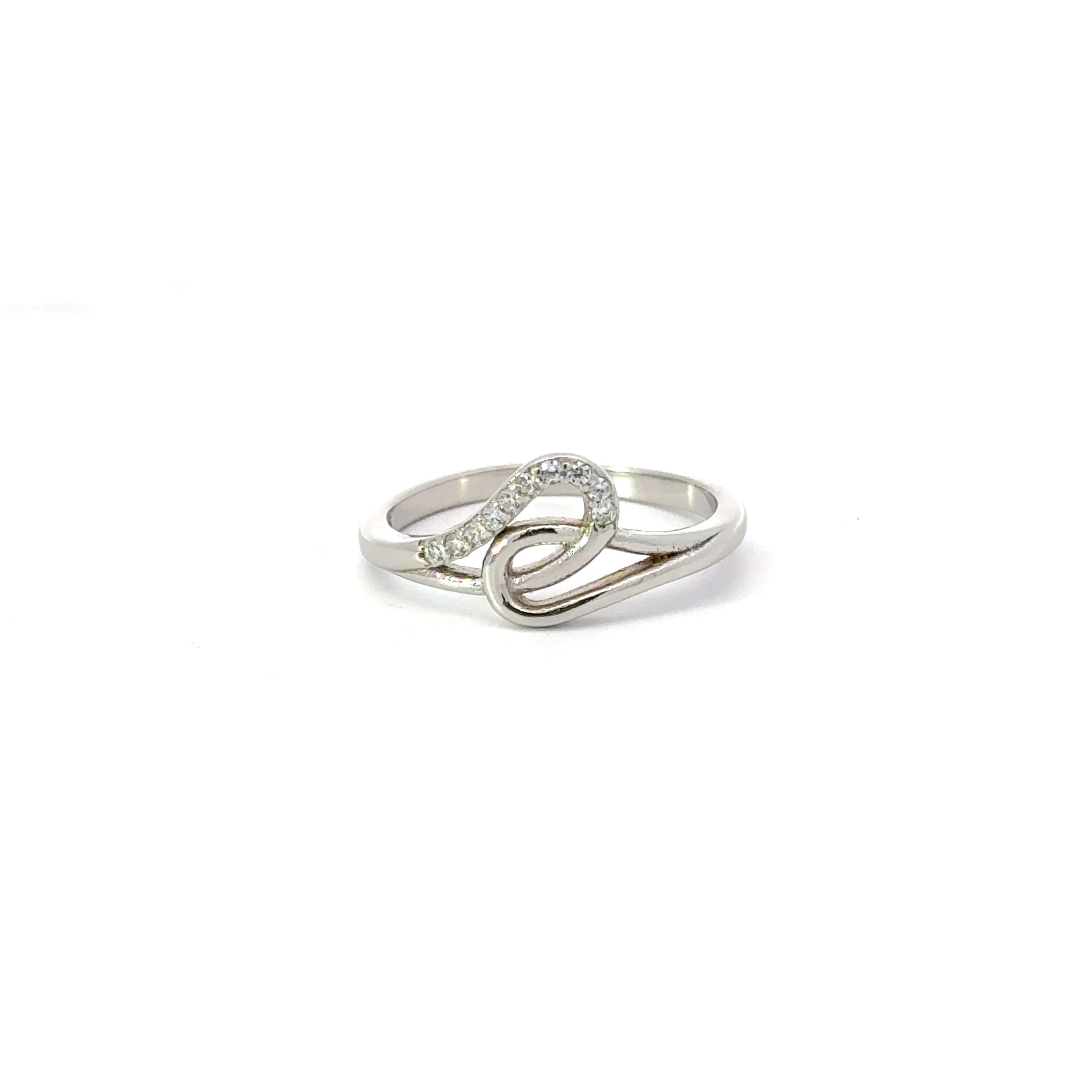 WHITE CUBIC ZIRCONIA STERLING SILVER RING (WAVE)