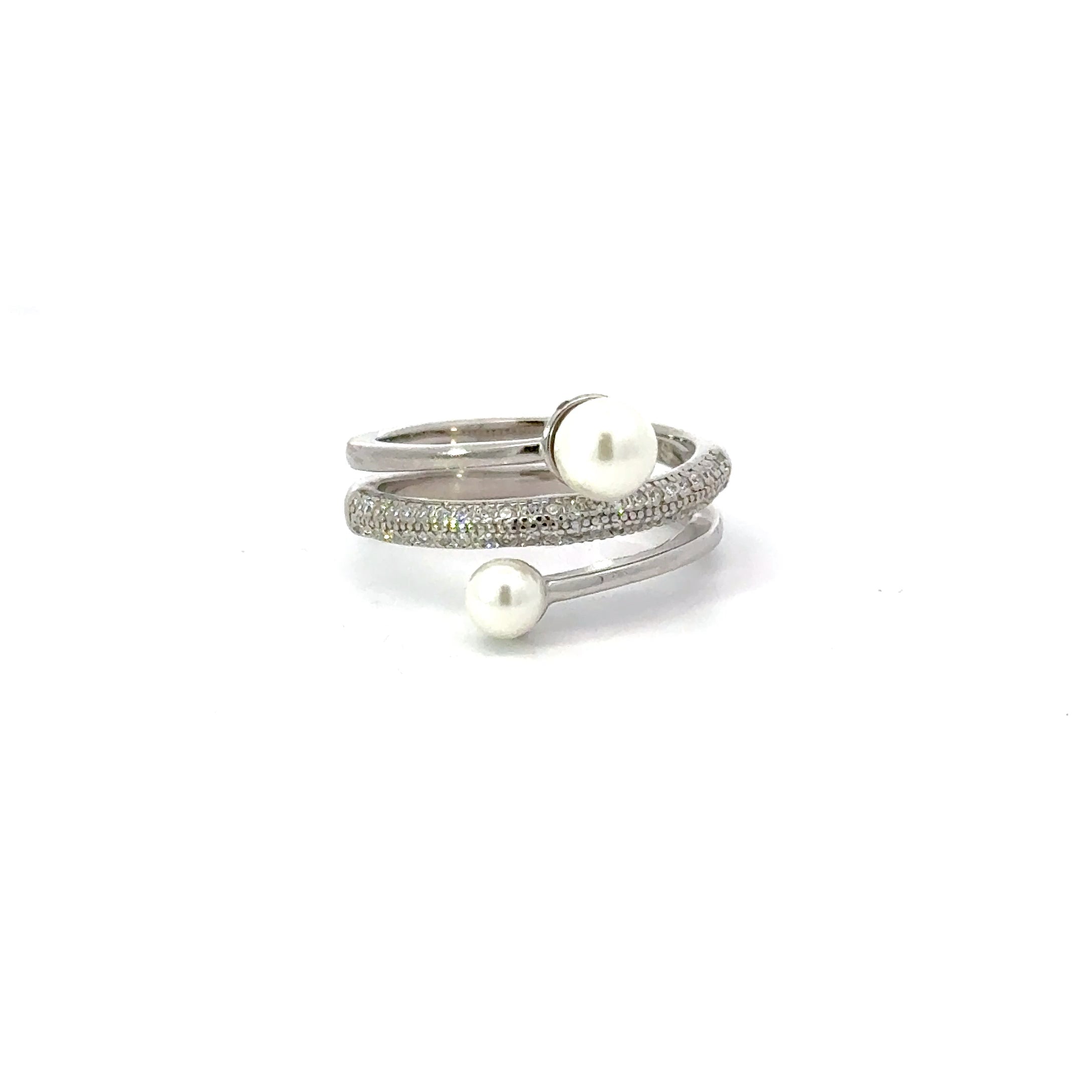 PEARLS WITH CIRCLET STERLING SILVER RING