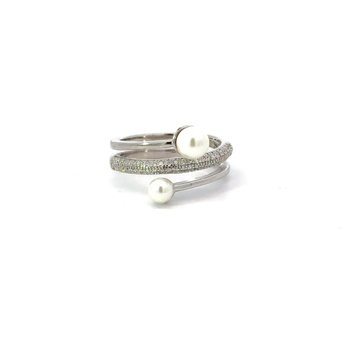 PEARLS WITH CIRCLET STERLING SILVER RING