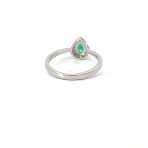 EMERALD GREEN CUBIC ZIRCONIA STERLING SILVER RING (TEARDROP)