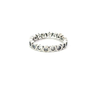 CUBIC ZIRCONIA STERLING SILVER RING (INFINITY BAND WITH HEART)