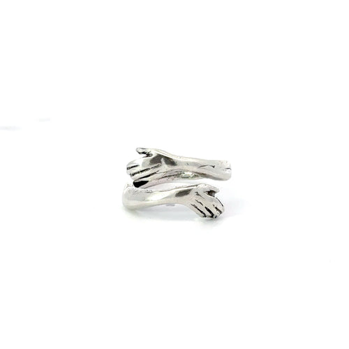 HUGGING HANDS STERLING SILVER RING