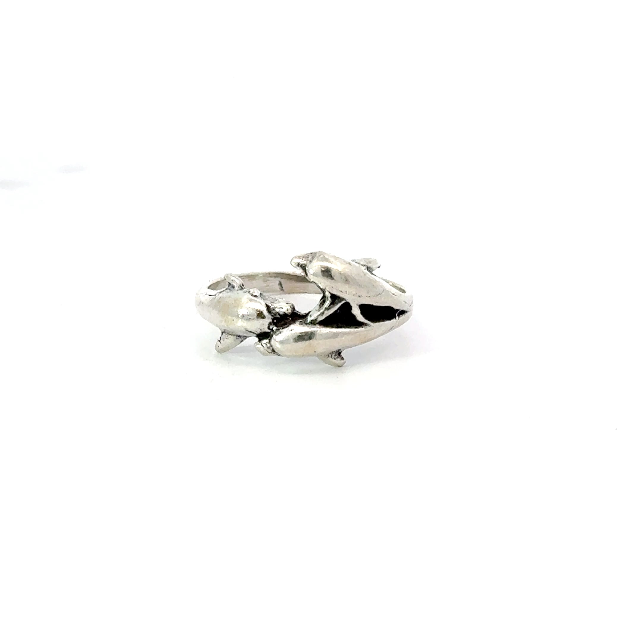 Sterling silver three dolphins ring